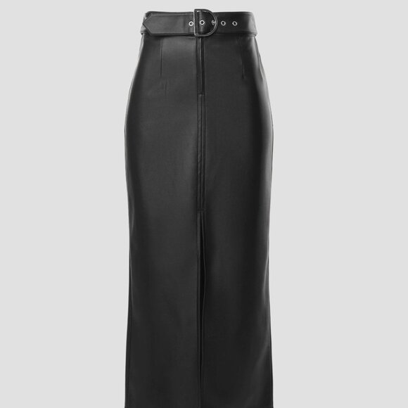 Plus Size Faux Leather Maxi Skirt - Picture 2 of 4